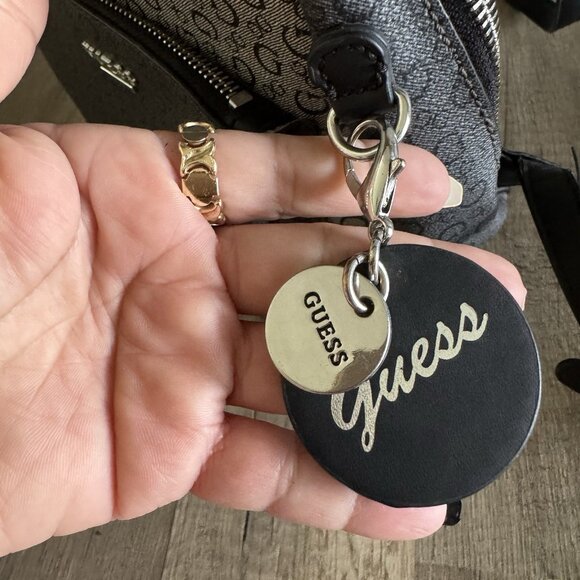Guess Black Grey Signature Two-Tone Color Mini Backpack Purse front Pocket - Picture 7 of 8
